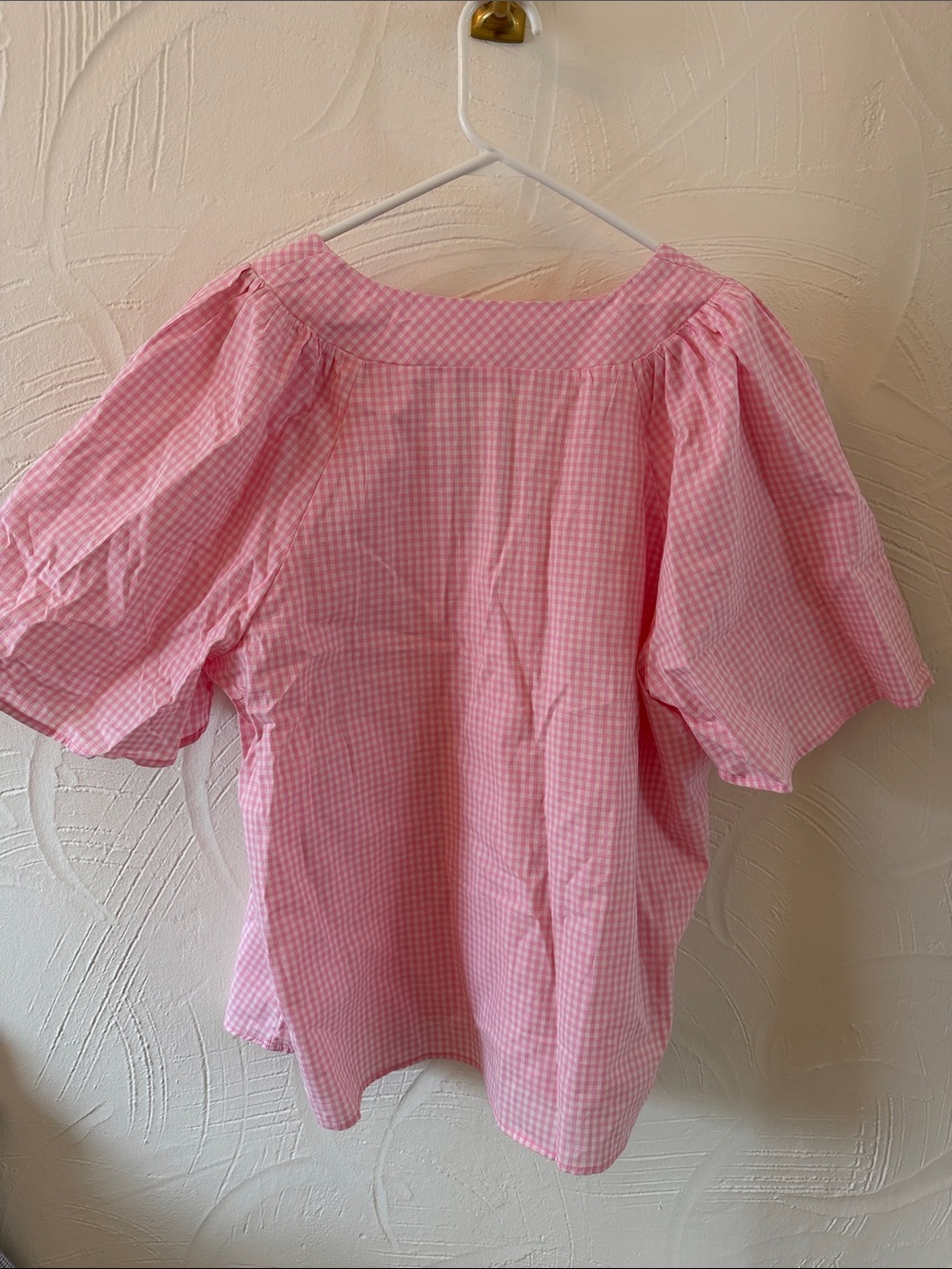 Kensie Pink Gingham Notch-Neck Blouse - Picture 5 of 5